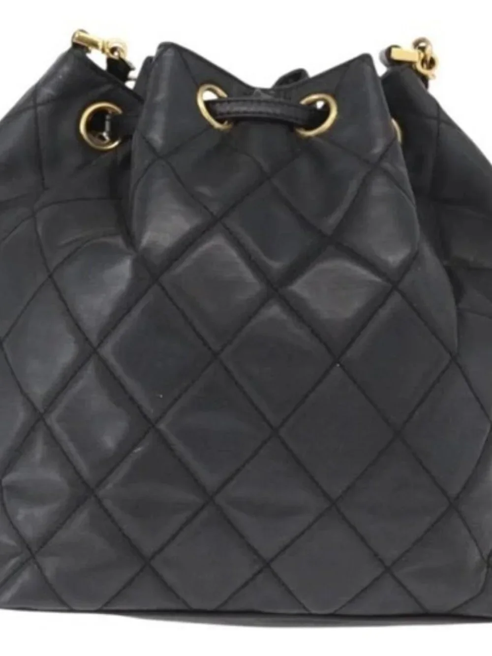 CHANEL Chain Shoulder Bag Patent leather Black Gold CC Auth 164017